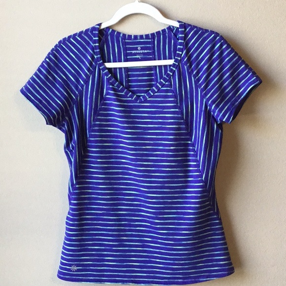Athleta Tops - Athleta Space Dye Stripe Short Sleeve Top, Large